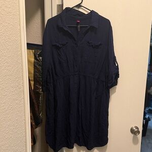 Pure Energy Navy Blue Button-Front Tunic